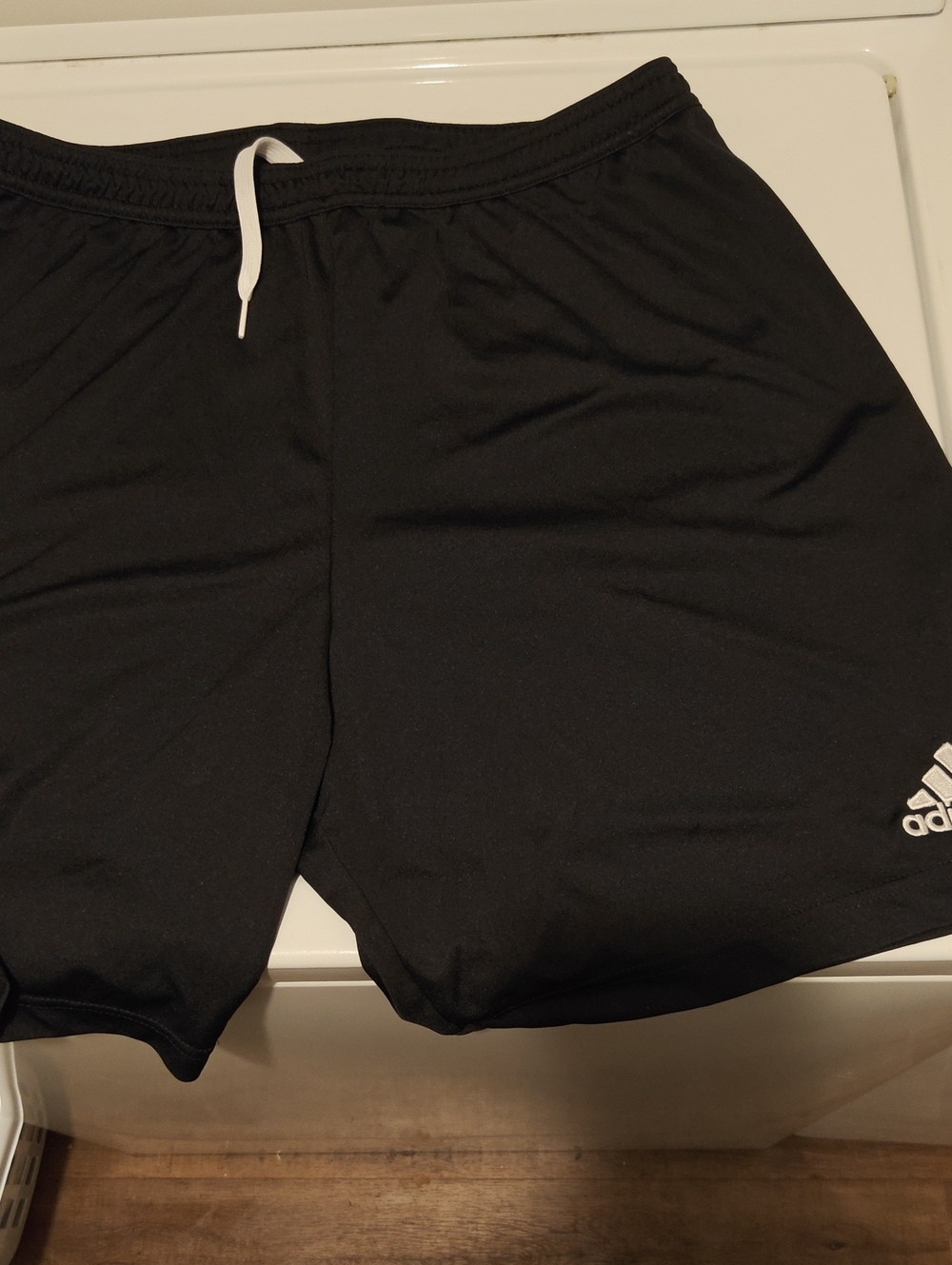 adidas Black Athletic Training Shorts with White Drawstring